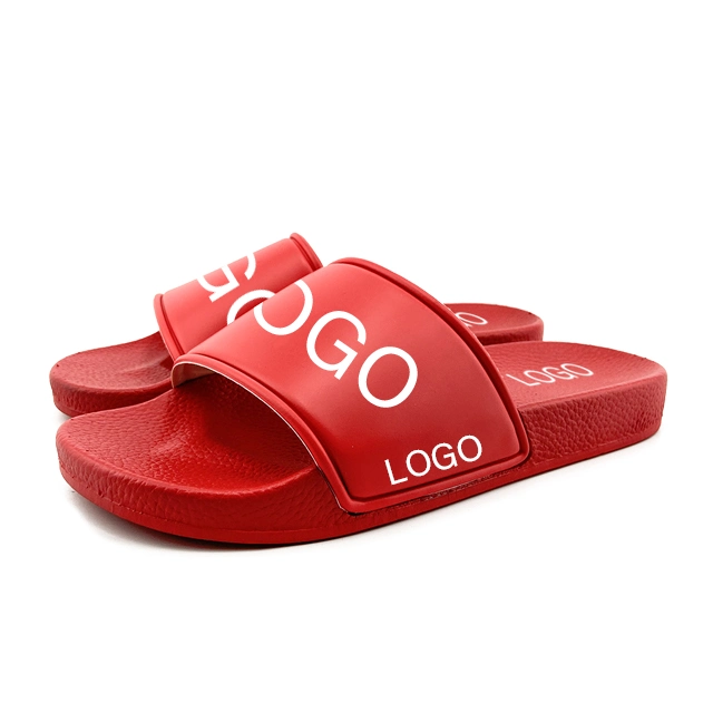 Greatshoe OEM Custom Logo Blank Slide Sandals, Customized Simple Design Blue Slide Sandals, PVC Slipper Men