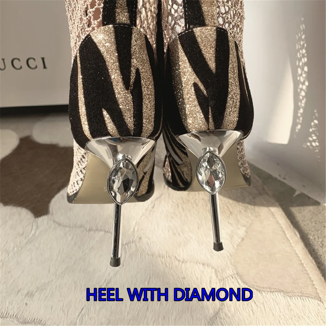 Women Shoes Summer Boots Fashion Metal Heel Diamonds Thin Heel Spring Sandals