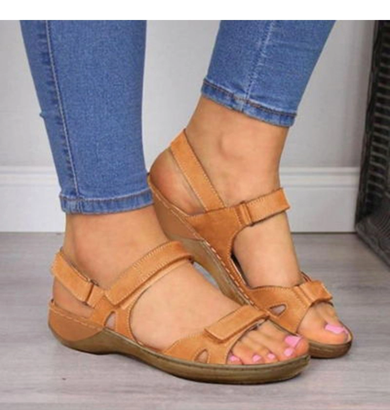 2020 New Women Sandals Soft Three Color Stitching Ladies Sandals Comfortable Flat Sandals Open Toe Beach Shoes Woman Footwear