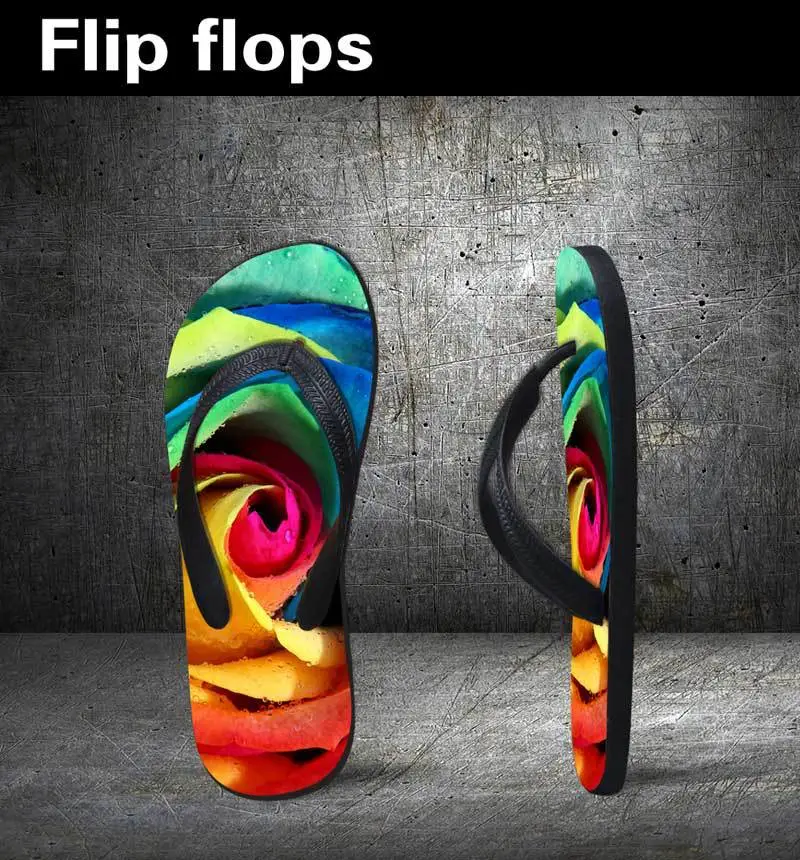 Summer New Flip-Flops 3D Heat Transfer Design Custom Flip-Flops Geometric Floral Design