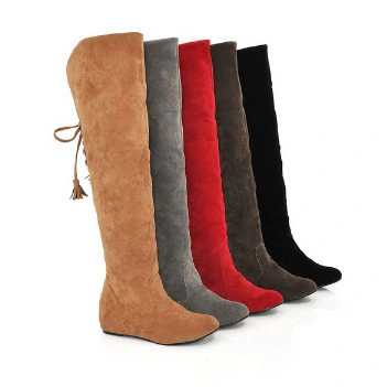 Winter Ladies Knee High Boots Block Heel Shoes High Heels Pumps