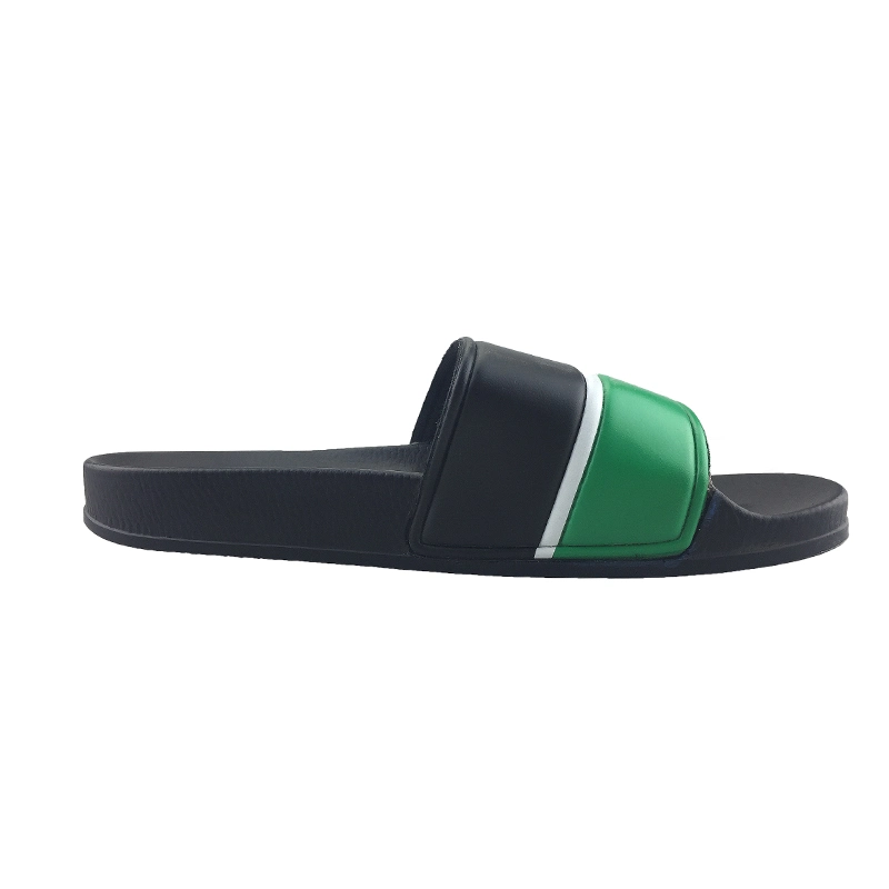 Custom Logo Men Print PU Slipper Footwear Size 47, Logo Green Slides PVC Slipper Men, Summer Sandals Anti Slip Home Slippers