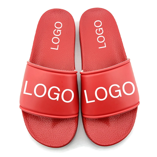 Greatshoe OEM Custom Logo Blank Slide Sandals, Customized Simple Design Blue Slide Sandals, PVC Slipper Men