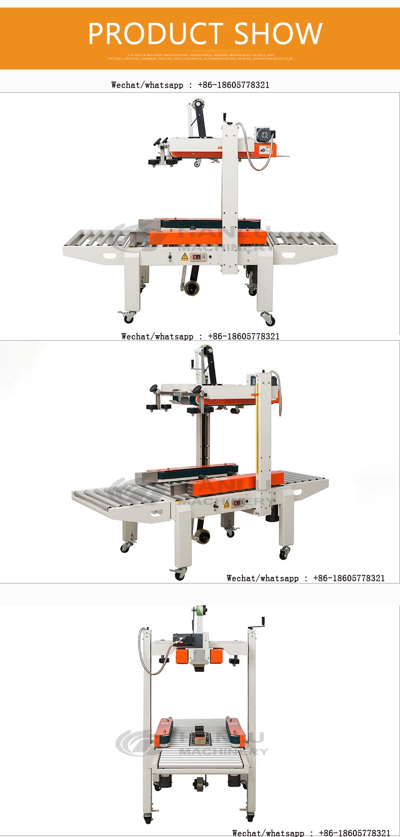 Dfxc6050A Semi-Automatic Case Sealer Carton Sealer (Top and Side Conveyor)