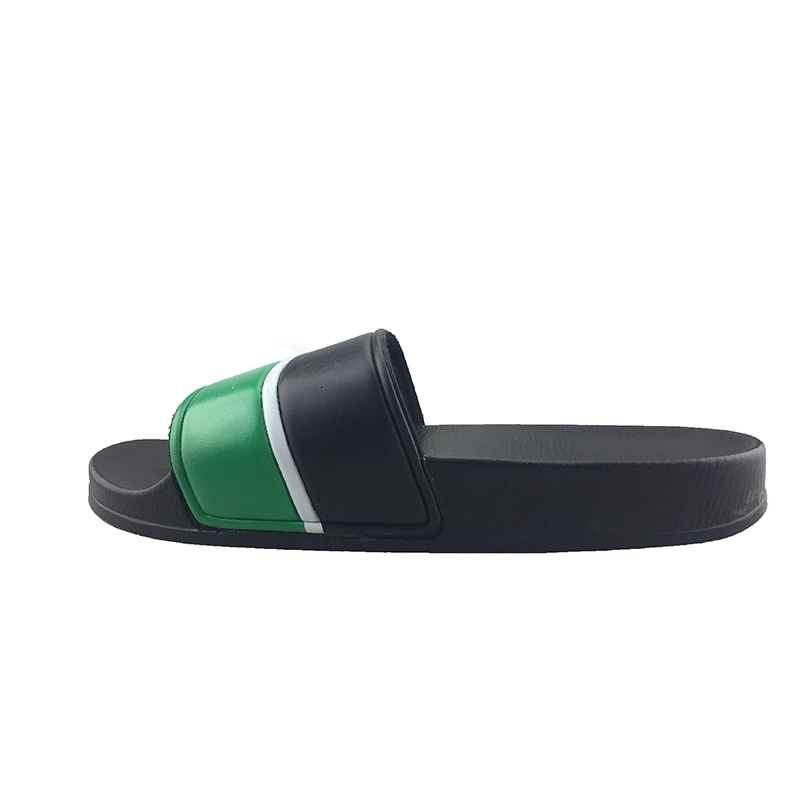 Custom Logo Men Print PU Slipper Footwear Size 47, Logo Green Slides PVC Slipper Men, Summer Sandals Anti Slip Home Slippers