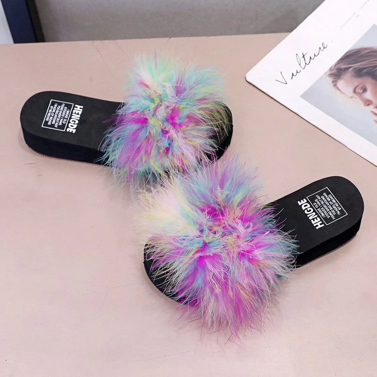 Factory Supply Women Platform Sandals 2020 Wholesale Fur Slides Slippers