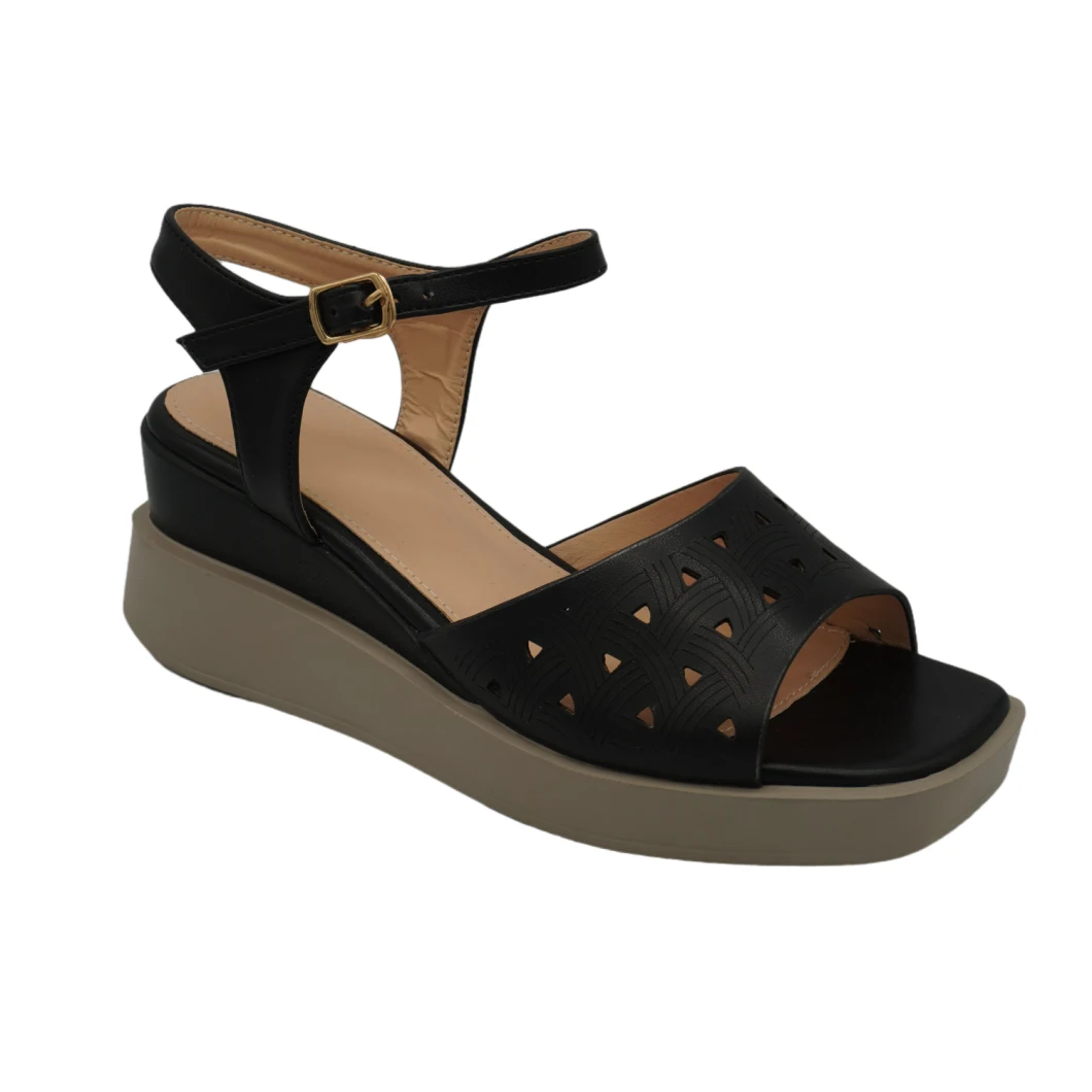 Fashionable Wedge Heel Buckle Mother Shoes, Comfortable Summer Soft-Soled Sandals