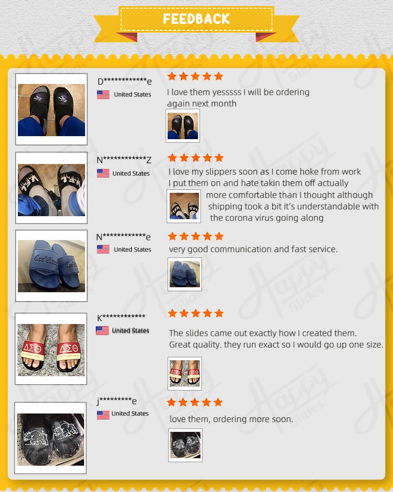 Happyslides Custom Logo Sandals China Designers Slippers, Custom Fashion Rubber Sandals Black Slipper Wholesale