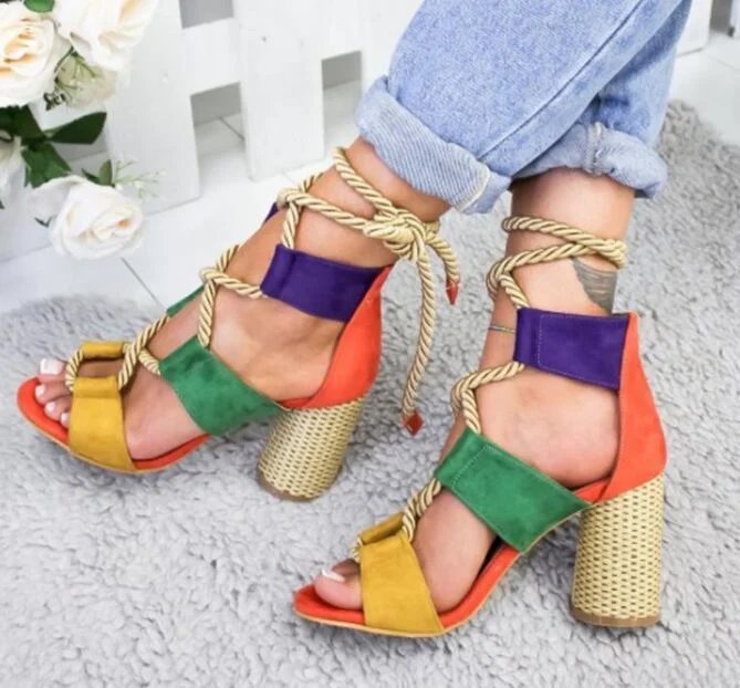 Fish-Mouth Sandals Women Euro-American Slope-Heel Leather Button Sandals