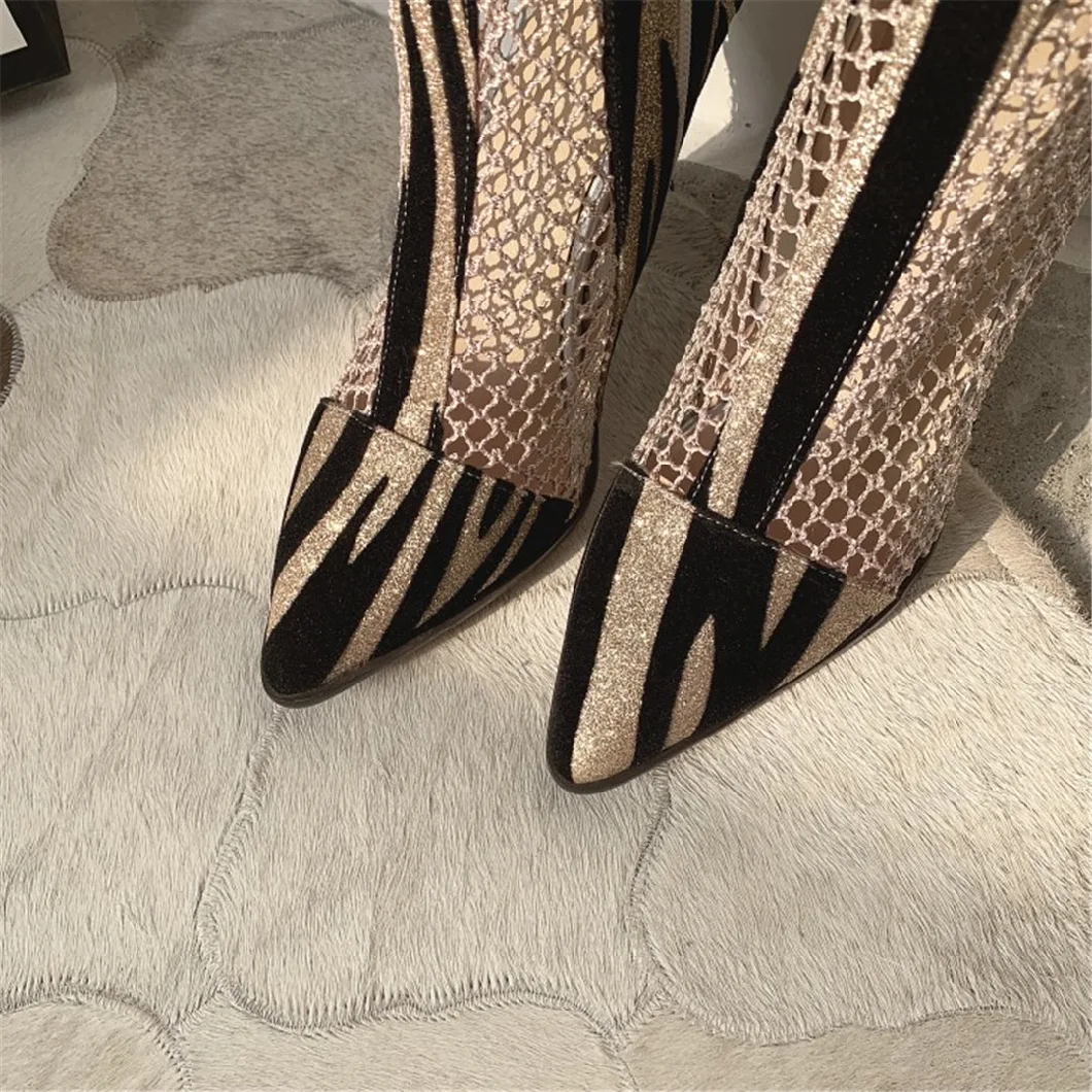 Women Shoes Summer Boots Fashion Metal Heel Diamonds Thin Heel Spring Sandals