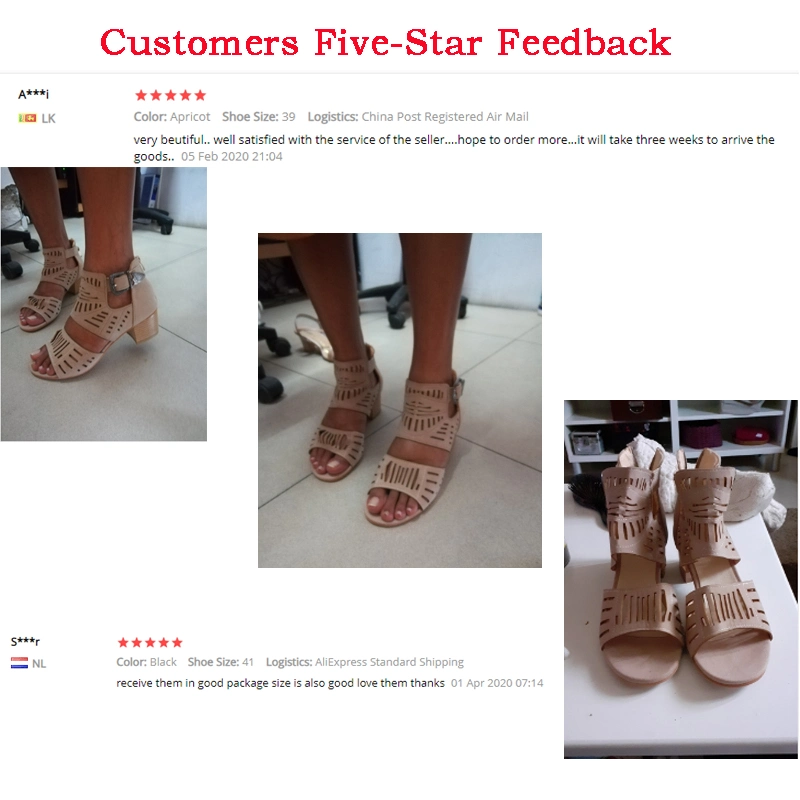 Women Wedge Sandals MID Heel Summer Slip-on Buckle Ladies Shoes