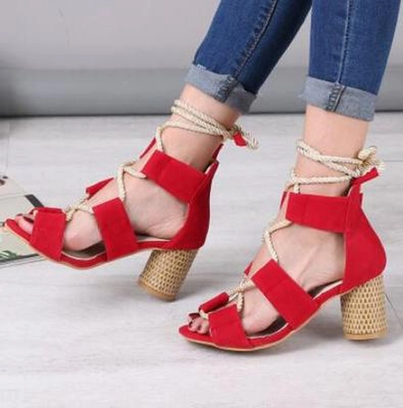 Women's Fashion Strappy Sandals, Open Toe Block High Heels Cutout Gladiator Sandals Esg13412