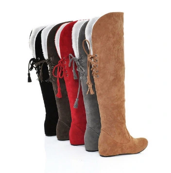 Winter Ladies Knee High Boots Block Heel Shoes High Heels Pumps