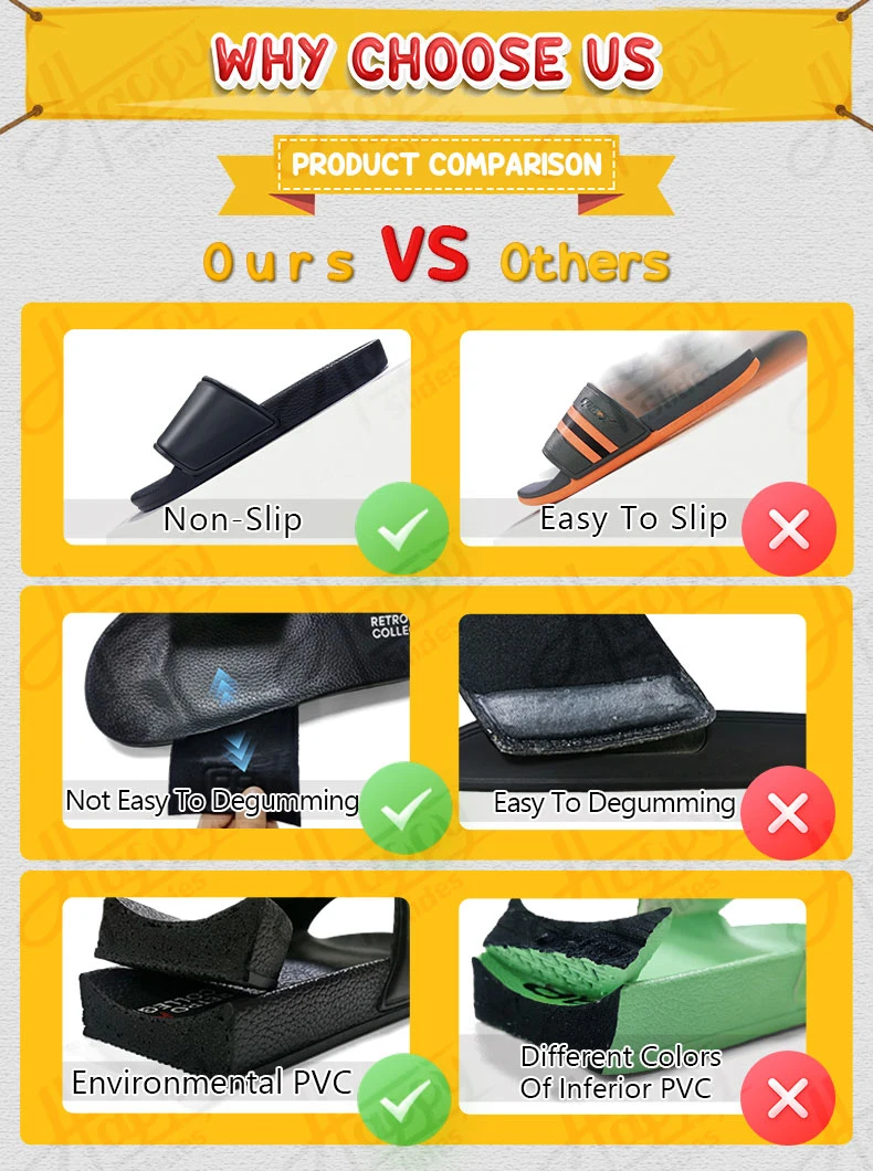 Happyslides Custom Logo Sandals China Designers Slippers, Custom Fashion Rubber Sandals Black Slipper Wholesale