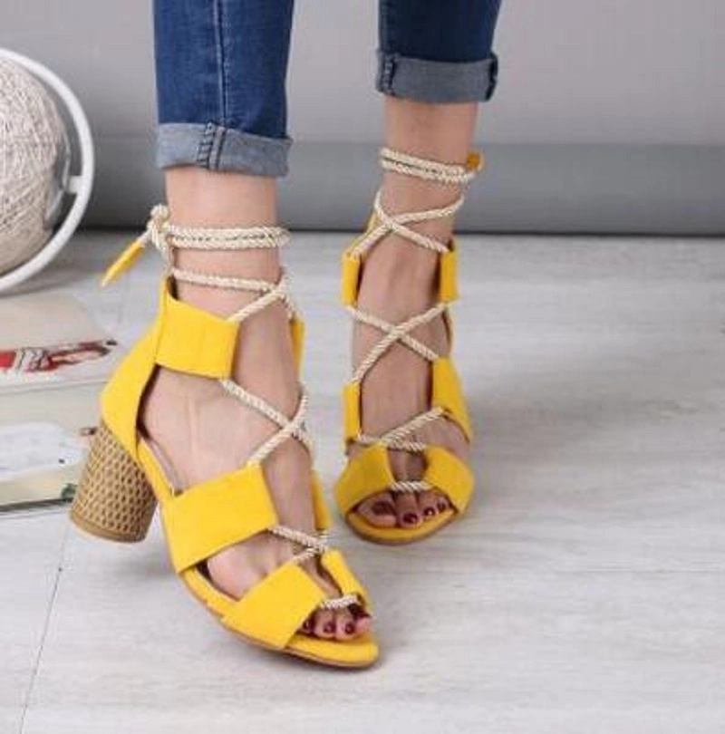 Women's Fashion Strappy Sandals, Open Toe Block High Heels Cutout Gladiator Sandals Esg13412