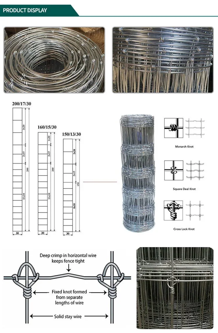 High Tensile Galvanized Farm Fence / Cattle Wire Mesh / Field Fencing