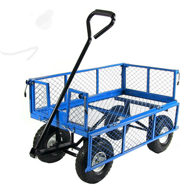 Heavy Duty Steel Mesh Yard Garden Crate Wagon Utility Garden Trolley Cart with 4 Four Wheels