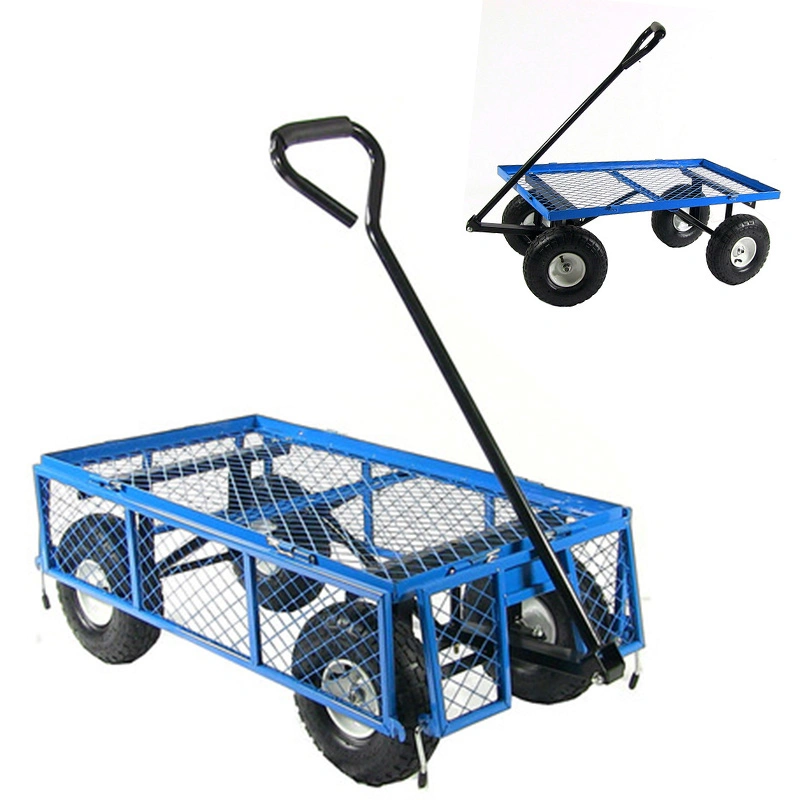 Heavy Duty Steel Mesh Yard Garden Crate Wagon Utility Garden Trolley Cart with 4 Four Wheels