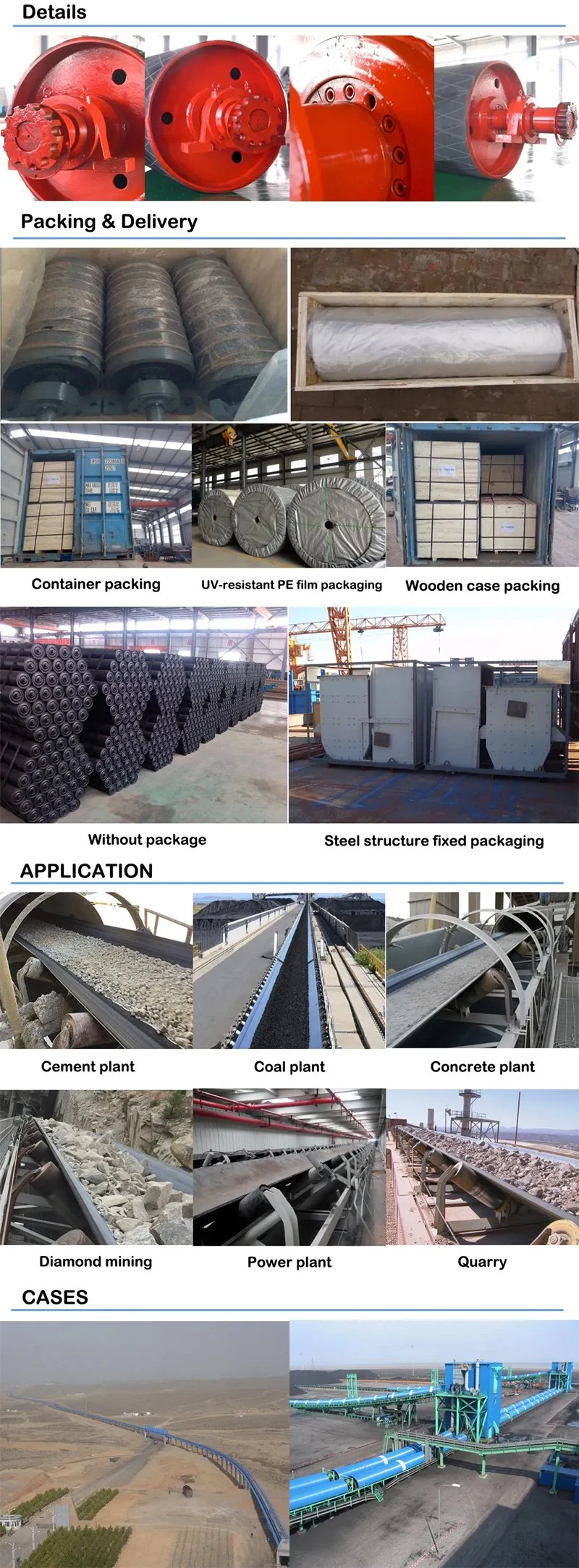 Timing Pulley Mini Conveyor Rubber Belt Using Conveyor Pulley with Rubber Lagging