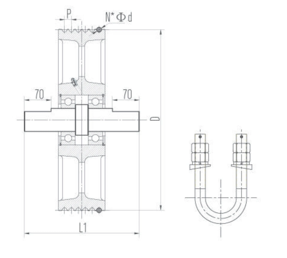 Elevator Wheel Traction Deflector Nylon Wire Rope Sheave with Bearing