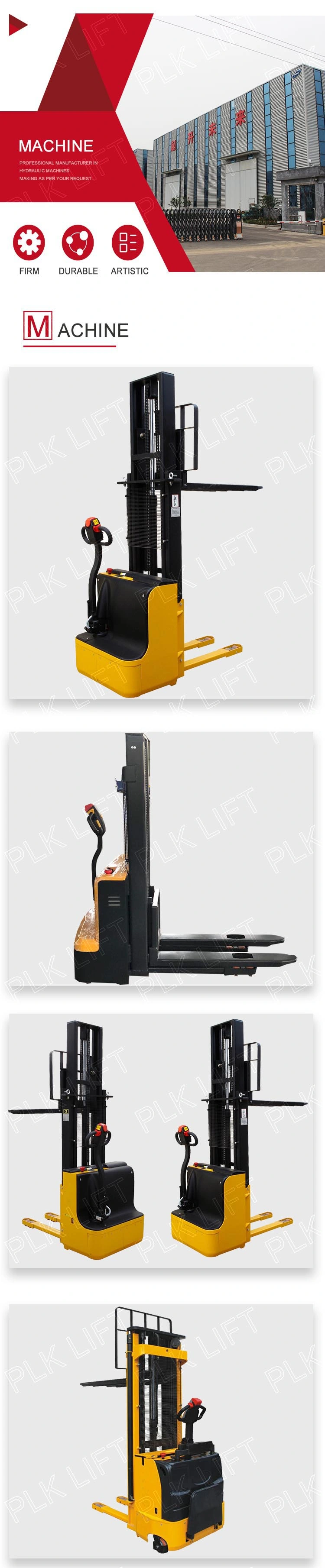 Hot Sales Full Powered Walkie Forklift Electric Pallet Stacker with Ce