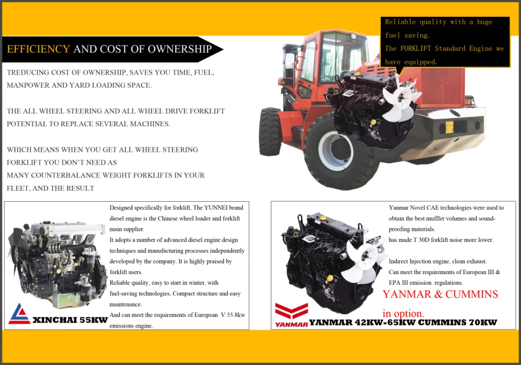 4X4X4 Rough Terrain Forklift 4X4 Drive and 4 Wheel Steering Forklift for Sale