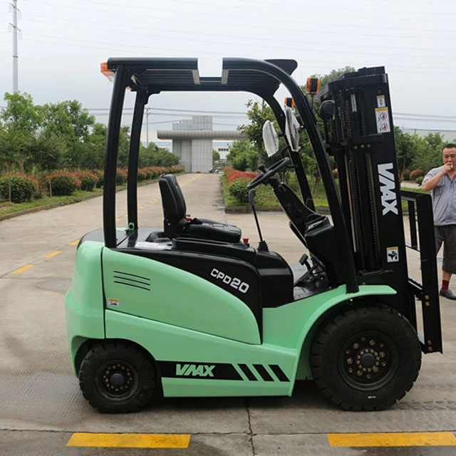 Vmax Factory 4 Wheel 48 Volt Curtis Electric Forklift Battery Powered Electric Forklift 2000 Kg