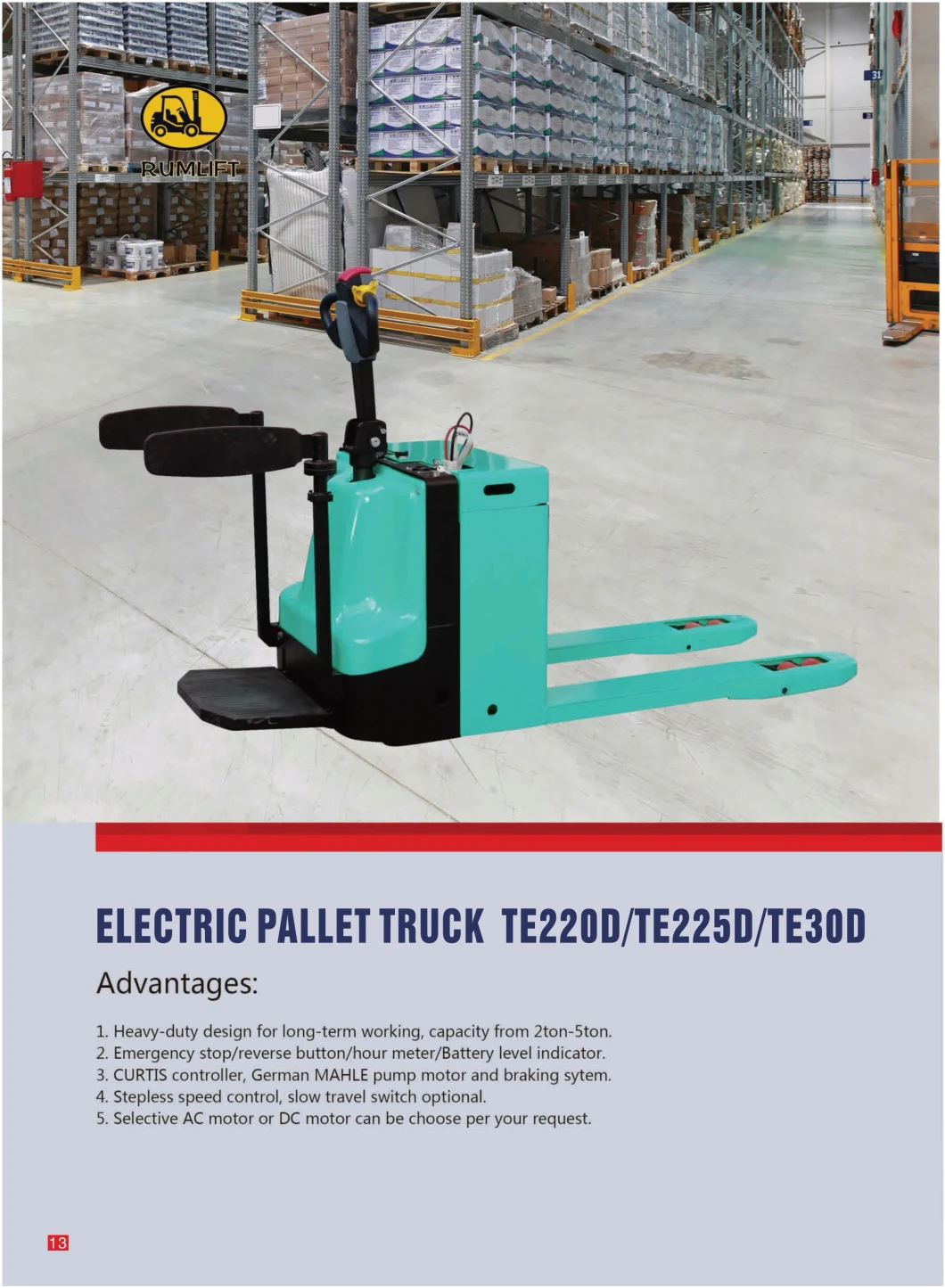 1500kg, 2000kgelectric Pallet Truck, Lifter, Electric Stacker, Electric Pallet Jack