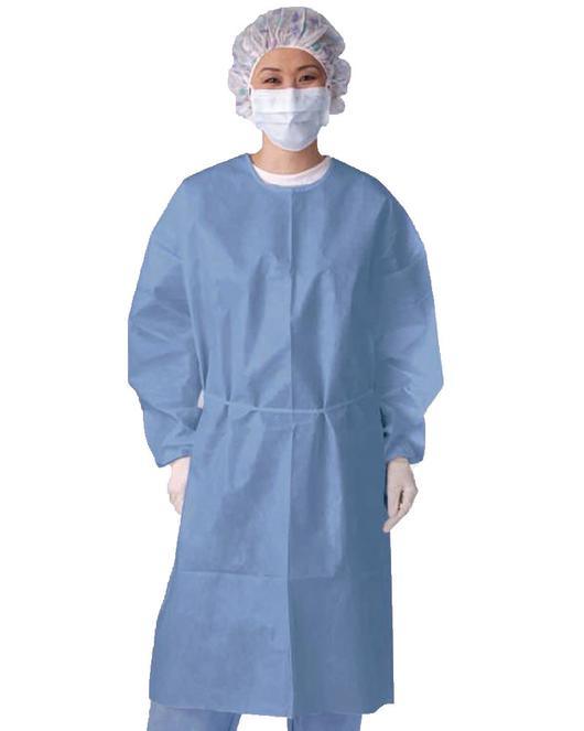 Manufacturer Blue PP PE/SMS/PP Coating Nonwoven Disposable Isolation Gown for Hospital