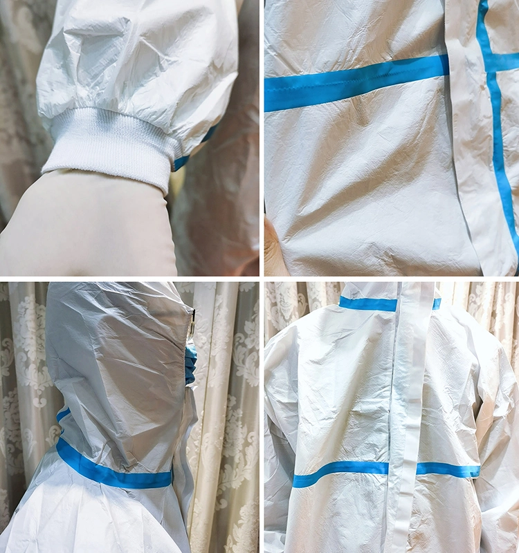 White Cleaning Hooded Polypropylene Nonwoven PP Non Woven SMS Disposable Coveralls