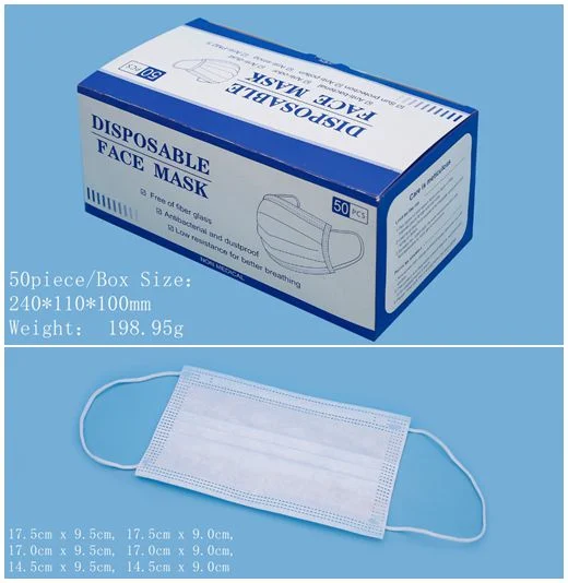 3ply Mask Nonwoven Mask Disposable Mask Adult Distributor Face Shield Face Mask with Earloop Certification Factory