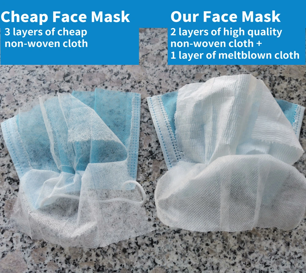 3 Ply Nonwoven Fabric and Filter Fabric Wholesale Protective Mask Disposable Civilian Mask