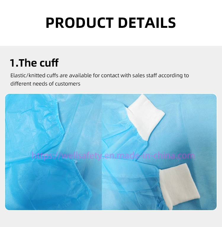 FDA CE ISO SGS En13485 En13795 AAMI Nonwoven Waterproof PP PE Lab Caot Disposable CPE Apron SMS Suit Workwear Disposable Isolation Gown