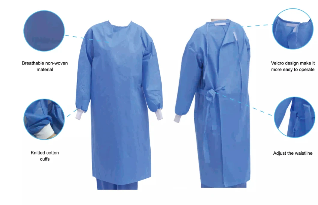 New Products Single Use Nonwoven Disposable Isolation Gown PP SMS PP+PE CPE