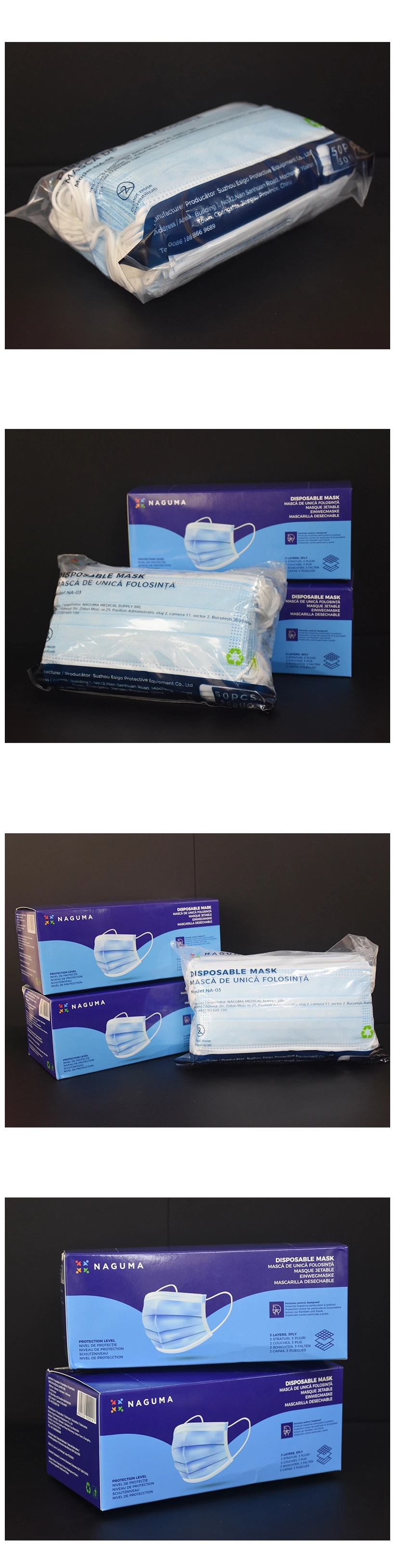 3 Ply Nonwoven Fabric and Filter Fabric Wholesale Protective Mask Disposable Civilian Mask