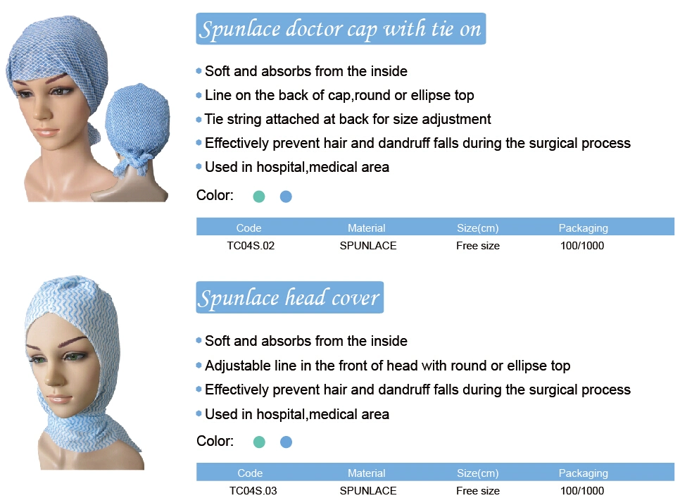 Nonwoven Spunlace Head Cover, Spunlace Doctor Head Cover for Muslem