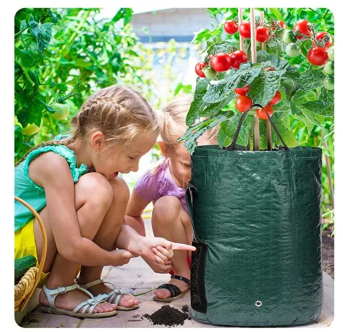 10 Gallon Potato Grow Bags Two Sidesvelcro Window Vegetable Grow Bags, Double Layer Premium Breathable Nonwoven Cloth for Potato/Plant Container/Aeration Fabric