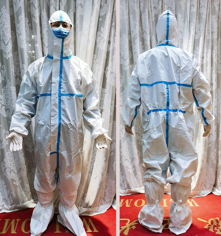 White Cleaning Hooded Polypropylene Nonwoven PP Non Woven SMS Disposable Coveralls