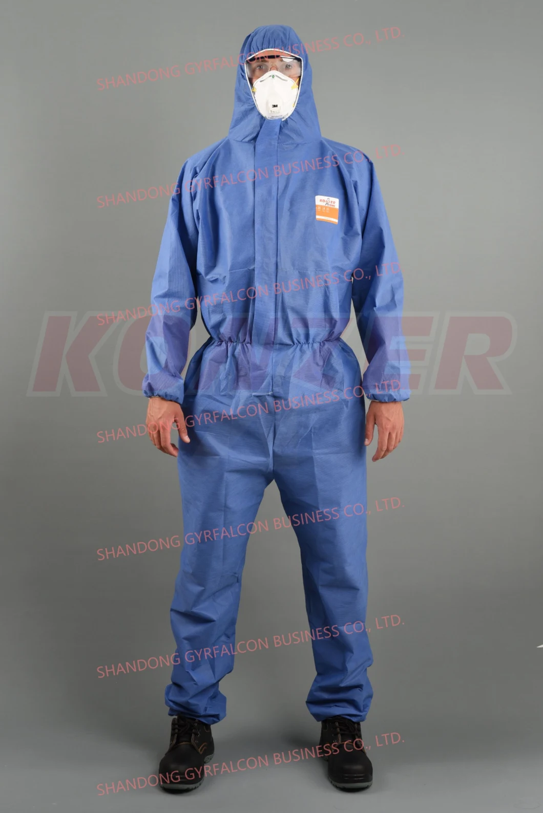 Konzer1000 Disposable Protective Suit with Anti-Bacterial Microporous Nonwoven Fabric/PP+PE