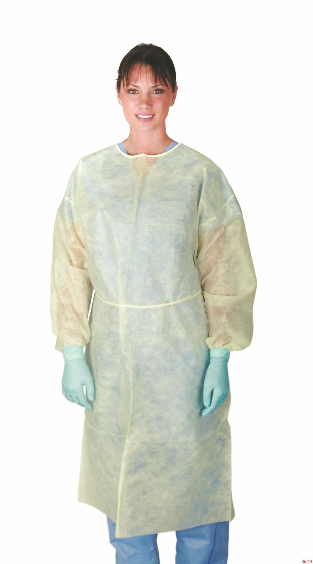 Manufacturer Blue PP PE/SMS/PP Coating Nonwoven Disposable Isolation Gown for Hospital