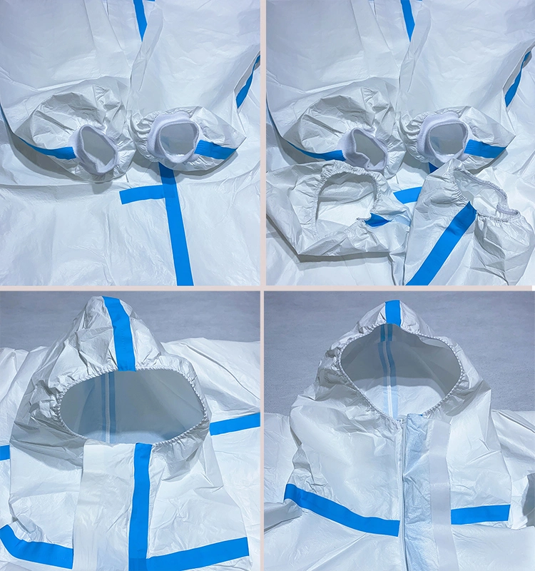 White Cleaning Hooded Polypropylene Nonwoven PP Non Woven SMS Disposable Coveralls