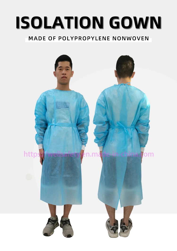 FDA CE ISO SGS En13485 En13795 AAMI Nonwoven Waterproof PP PE Lab Caot Disposable CPE Apron SMS Suit Workwear Disposable Isolation Gown