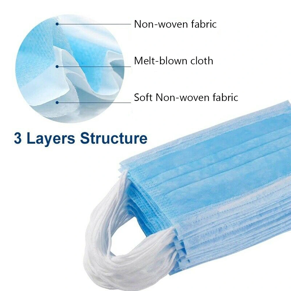 Fast Delivery Medical Face Mask Nonwoven Fabric Masks 3ply 98% Bfe Disposable Face Masks