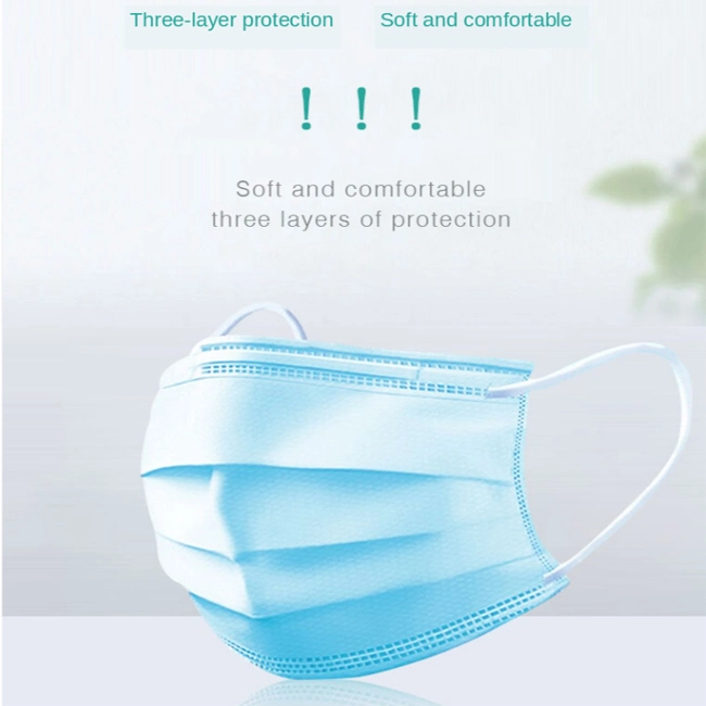 Custom 3ply Nonwoven Material Melt Blown Fabric Anti Virus Civil Disposable Mask