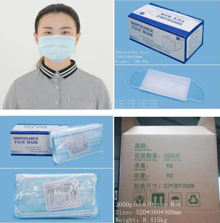 3ply Mask Nonwoven Mask Disposable Civil Mask Factory Manufacture Face Mask