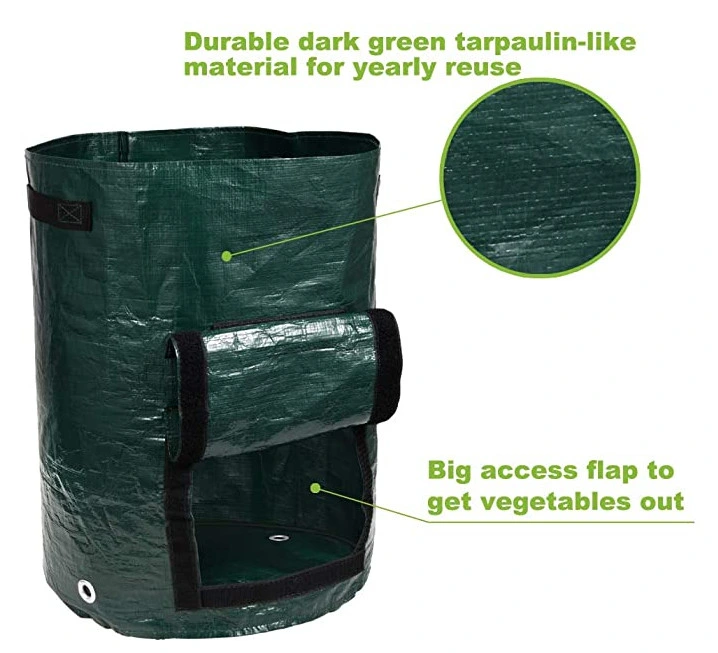 10 Gallon Potato Grow Bags Two Sidesvelcro Window Vegetable Grow Bags, Double Layer Premium Breathable Nonwoven Cloth for Potato/Plant Container/Aeration Fabric