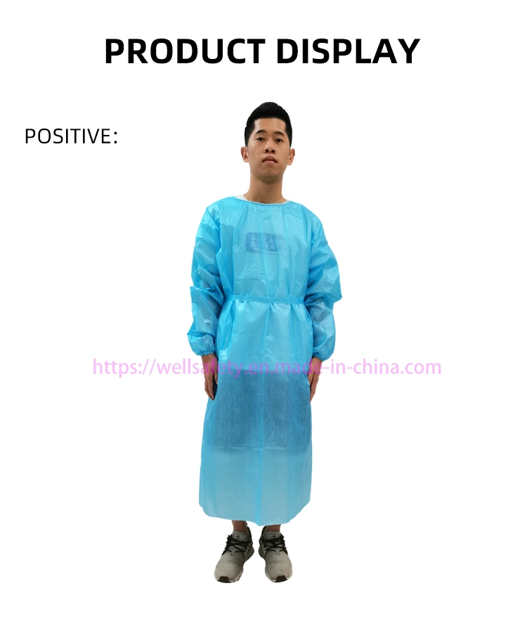 FDA CE ISO SGS En13485 En13795 AAMI Nonwoven Waterproof PP PE Lab Caot Disposable CPE Apron SMS Suit Workwear Disposable Isolation Gown