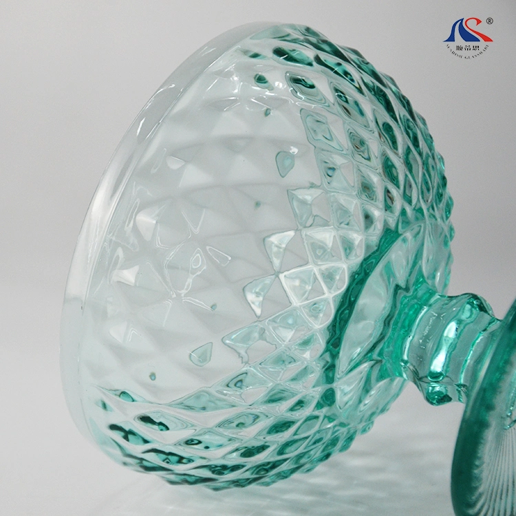 Popular Green Colored Diamond Design Bulk Tea Cup Icecream Glass Bowl of Drinking