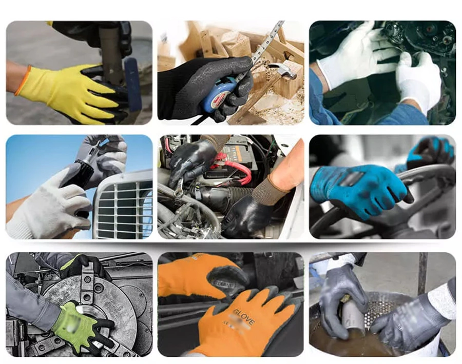 Economy Gray Polyester Nylon Gray Flat Smooth Nitrile Coated Work Gloves Oil Resistant Working Gloves