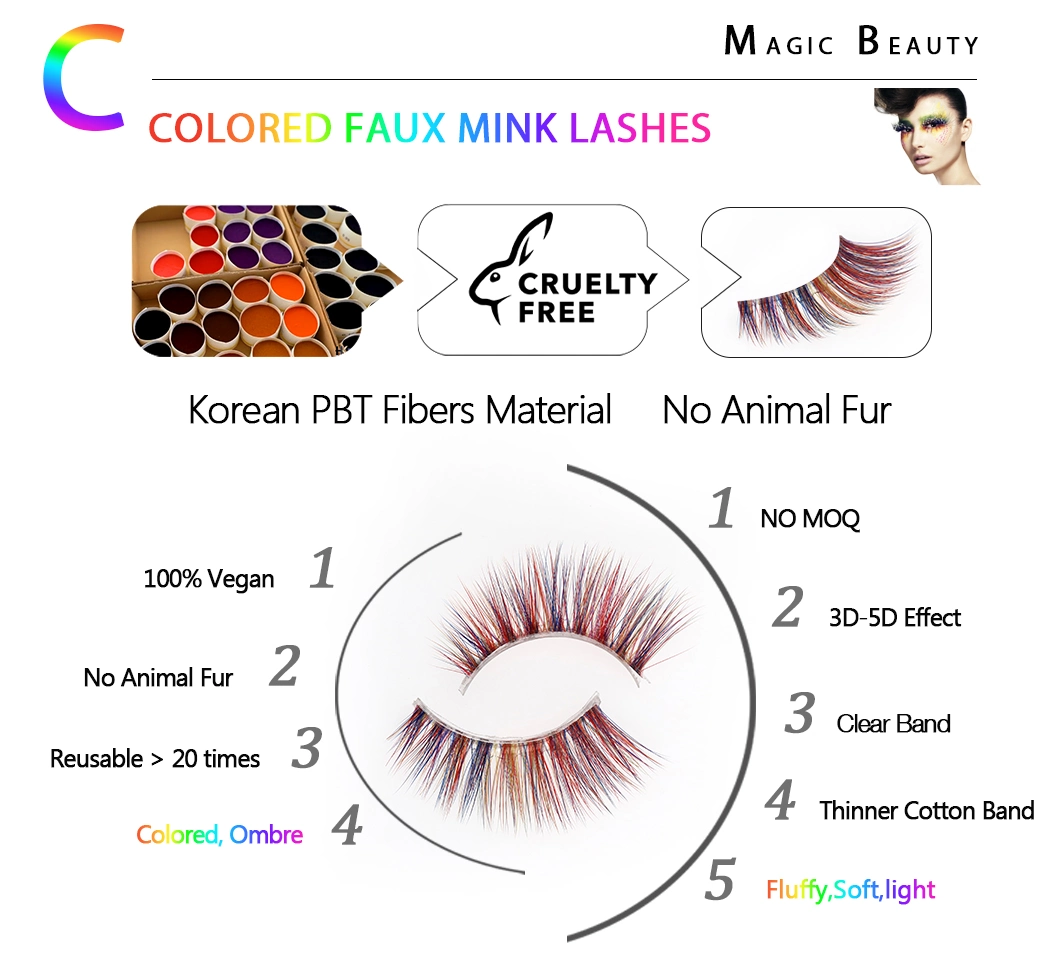 Je New Design Colored Eyelashes Lashes Vendor Attractive Colored Mink Lashes